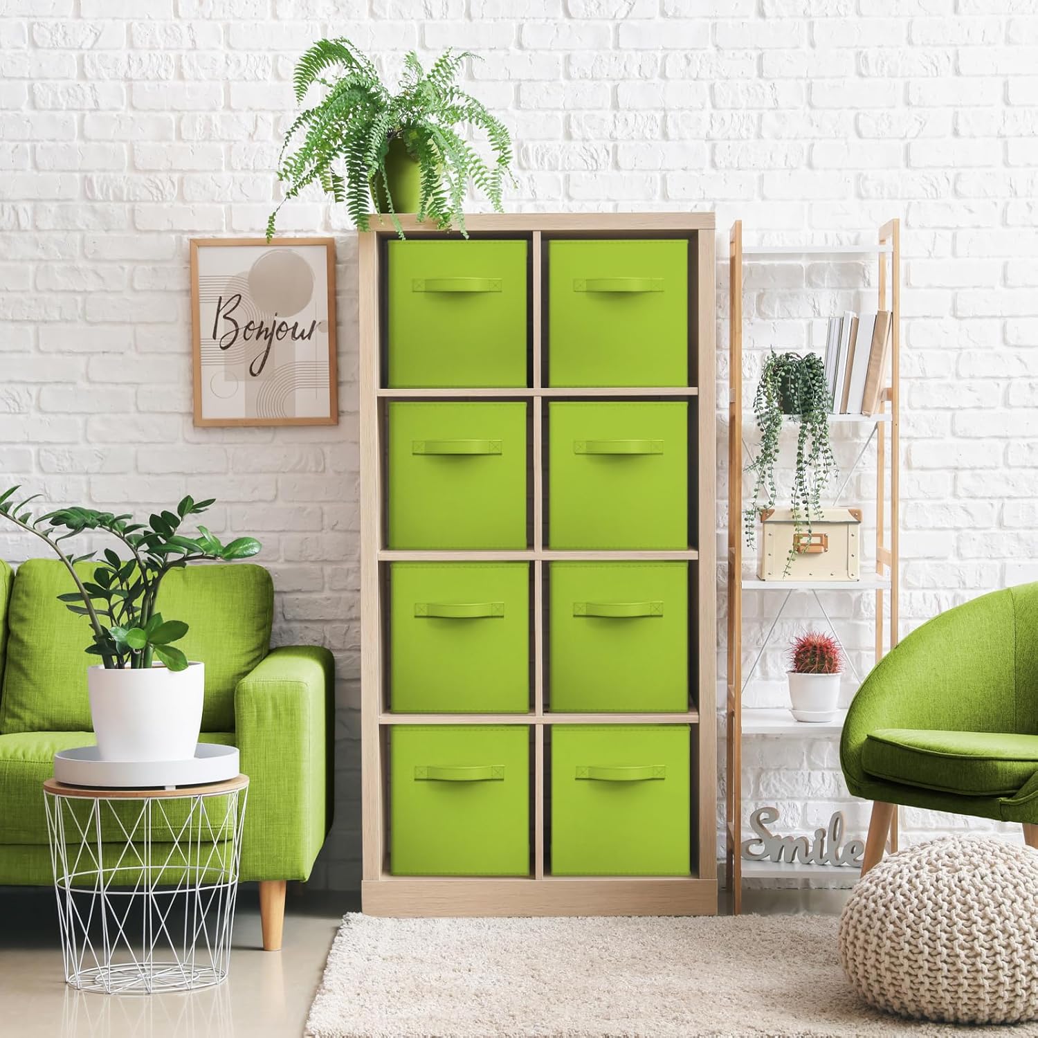 Sorbus 13 Inch Storage Bins - Sturdy Collapsible Fabric Storage Cubes with Handle - 8 Foldable Baskets for Organizing Clothes, Toys, Books - Storage Baskets for Shelves, Closets