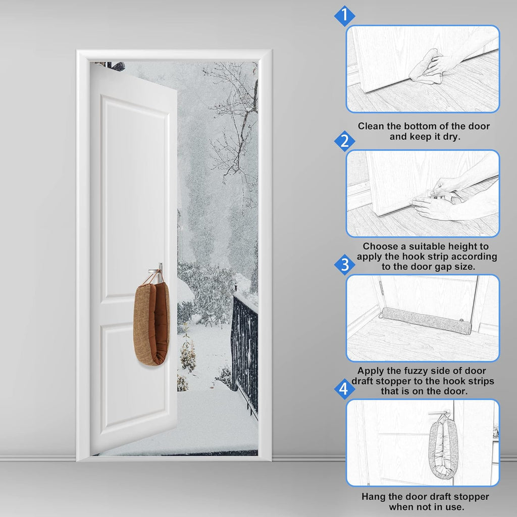 NABOWAN 38" Weighted Under Door Draft Stopper -Triangular Door Draft Blocker with Hook Loops for Easy Install, Save Energy, Home Room Essentials