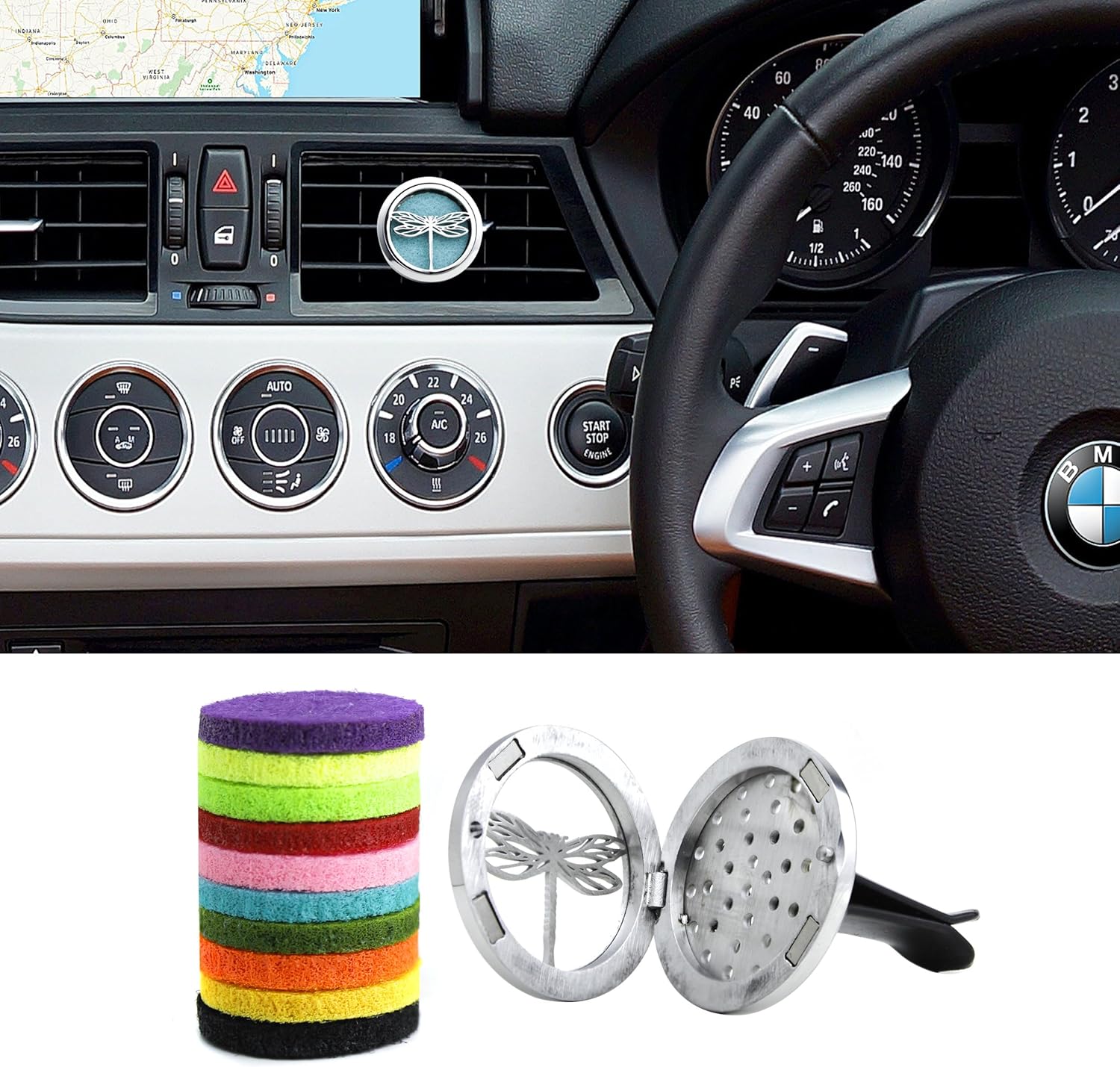 Car Diffuser Vent Clip 30mm Aromatherapy Essential Oil Automotive Diffuser Air Fresheners Vent Clips Car Accessories for Women Birthday Gifts (Dragonfly)