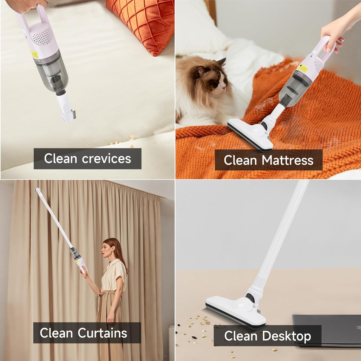 Handheld Vacuum Cleaner,Ultra-Lightweight Mini Portable Vacuums for Home, 6 in 1 Stick Vac Cleaners for Car,Pet Hair(Green Cordless)