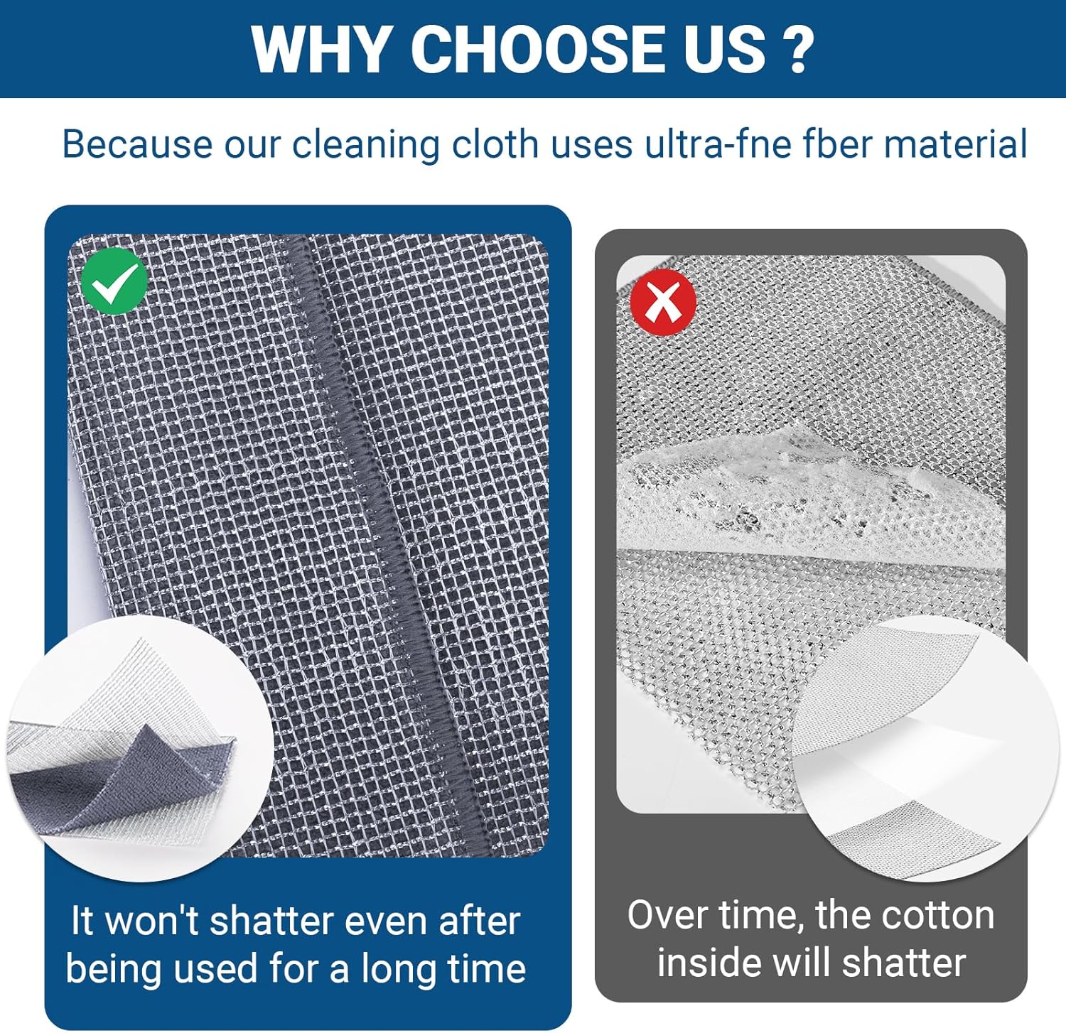 10 Pcs New Upgrade 3-Layer Non Scratch Wire Dishcloth,Wire Dishwashing Rag, Non-Scratch Wire Dishwashing Rags for Wet and Dry, Kitchen Cleaning Dish Rags for Cookware,Sinks, Dishes, Stove