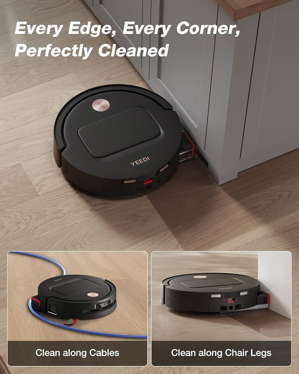 Yeedi M14 Plus Robot Vacuum and Mop, 18,000Pa Suction, OZMO Roller Instant Self-Washing Mopping, 167℉ Smart Dynamic Hot Wash & Auto-Dry, ZeroTangle 3.0 Anti-Hair Brush, All-in-One Omni Station, Black