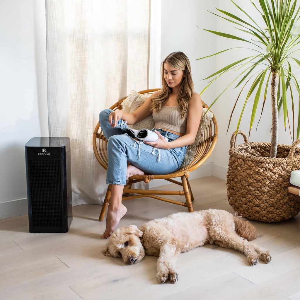 Medify MA-40 UV Light Air Purifier with True HEPA H14 Filter | 1,793 ft² Coverage in 1hr for Wildfires Smoke, Odors, Pollen, Pets | Removal to 0.1 Microns | Black, 1-Pack