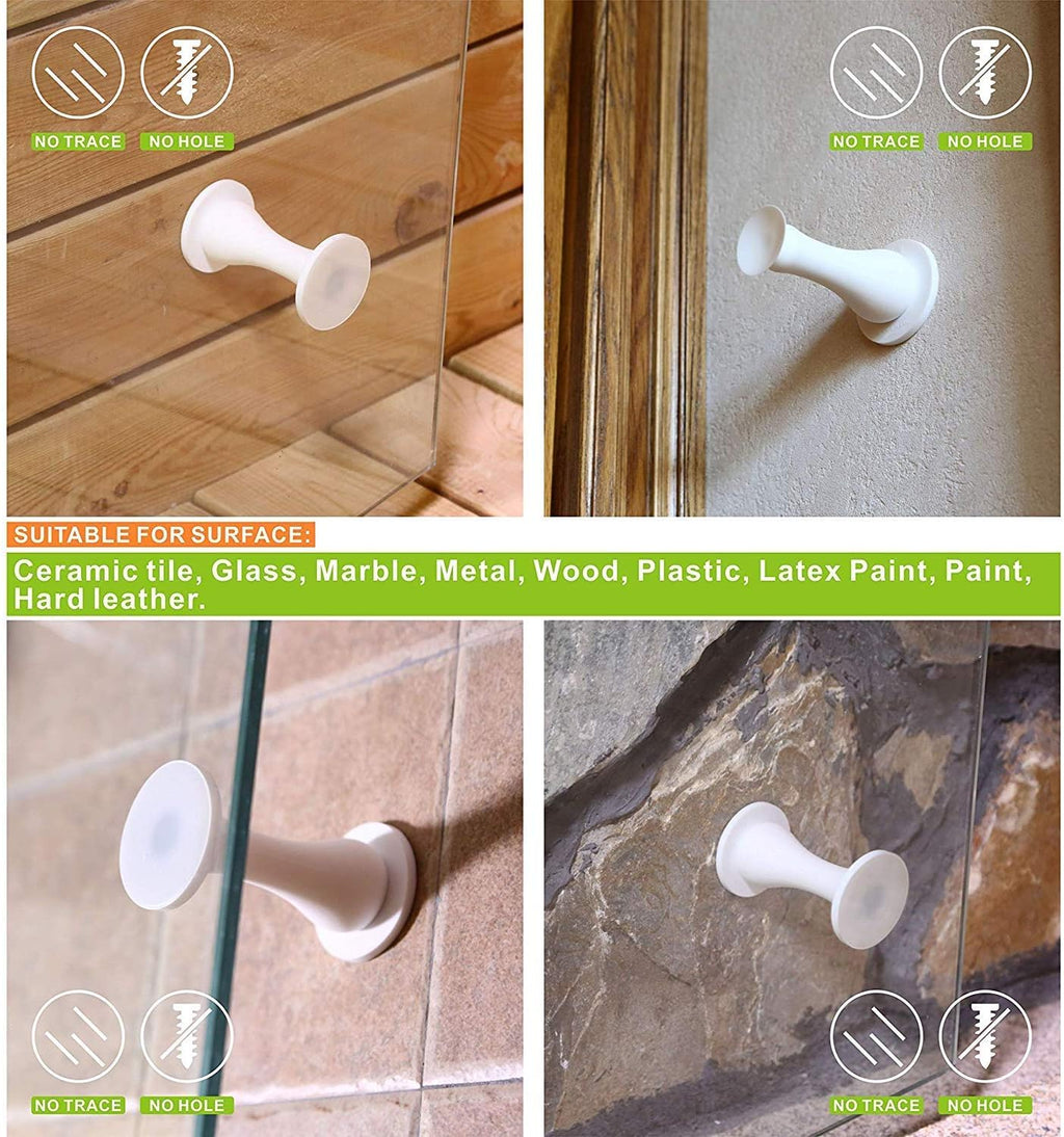 Magnetic Door Stopper Self Adhesive, Silicone Door Stop Holder Wall Mount Damage-Free with Durable Reusable Waterproof House Door Stopper, No Need to Drill Collision Mute No Trace (White)