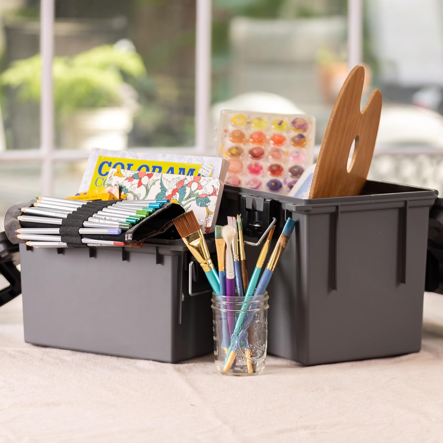 Sheffield 12766 XL Storage Bins With Lids, 4-Pack Stackable Storage Bins, Made in USA, Lockable and Water-Resistant Containers with Lids, Plastic Containers for Home, Classroom, and Dorm