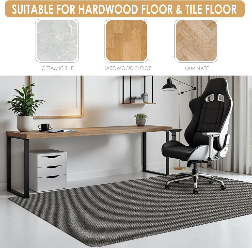 Kuyal Office Chair Mat for Hardwood Floor,44" x 58" Heavy Duty Desk Chair Mat for Office & Home, Anti Slip, Non-Curve Computer Chair Protector Mat, Light Brown
