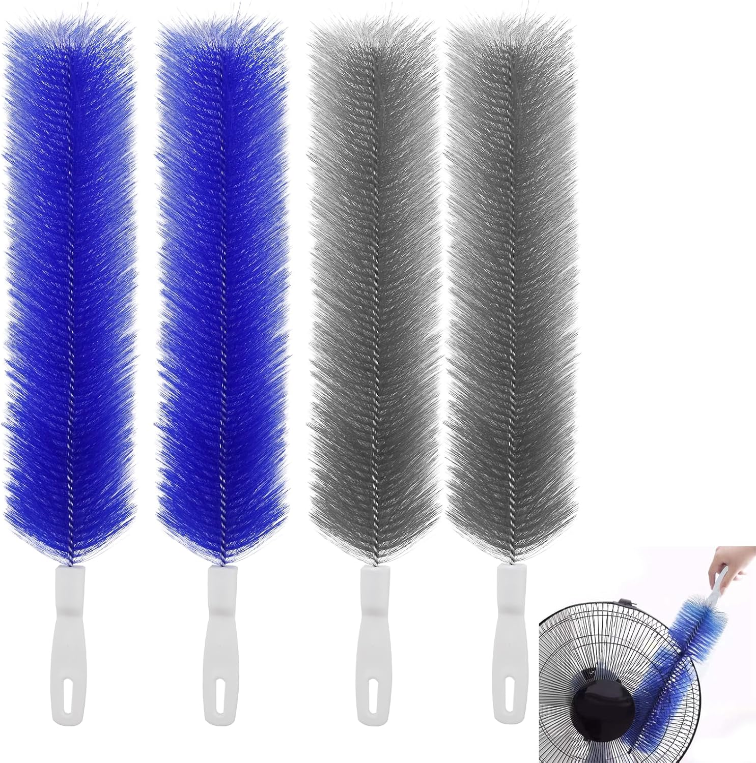 4 Pcs Cobweb Duster, Bendable Fan Duster, Plastic Fan Cleaner Brush,Microfiber Head Dusting Brush, Reusable Dust Remover for Air Conditioning Shutters,Ceiling Fan Blades,Air Vents, Curtains, Cars