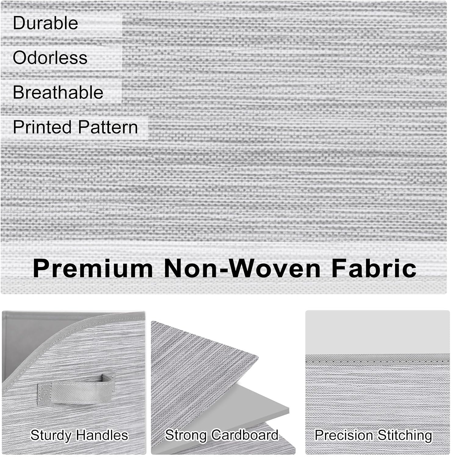 WUIKE Closet Organizers and Storage, Foldable Trapezoid Storage Bins with Handles, Clothes Storage Bins, Closet Shelf Organizer for Wardrobe, Light Gray/Slub Gary, Extra Large, 3-Pack