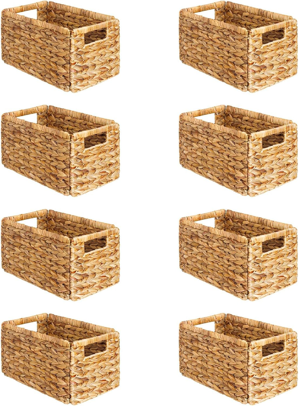 SpaceAid 8 Pack Wicker Basket, Storage Baskets for Organizing, Woven Rattan Basket with Handles for Shelves, Water Hyacinth Large Cube Organizer Storage Bin, 13x8.2x7 inch, Natural