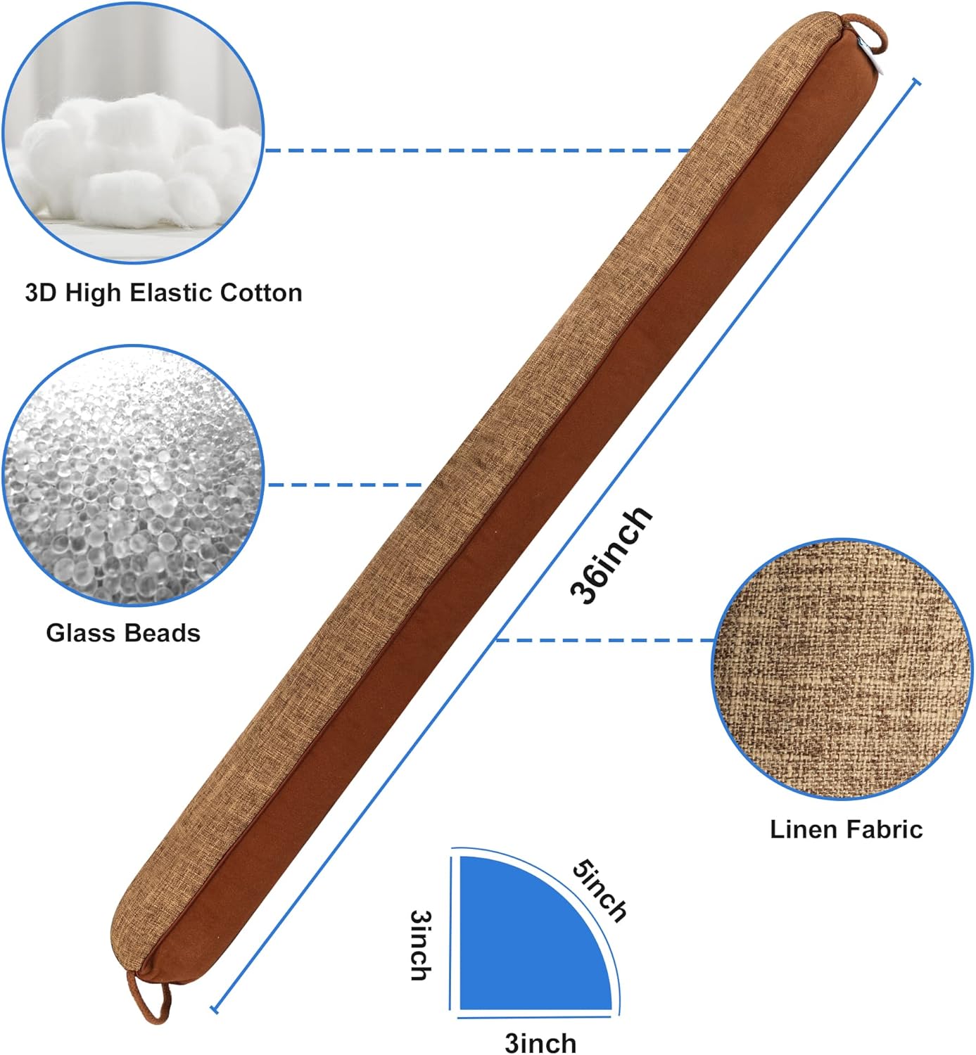 NABOWAN 36" Weighted Under Door Draft Stopper -Triangular Door Draft Blocker with Hook Loops for Easy Install, Save Energy, Home Room Essentials