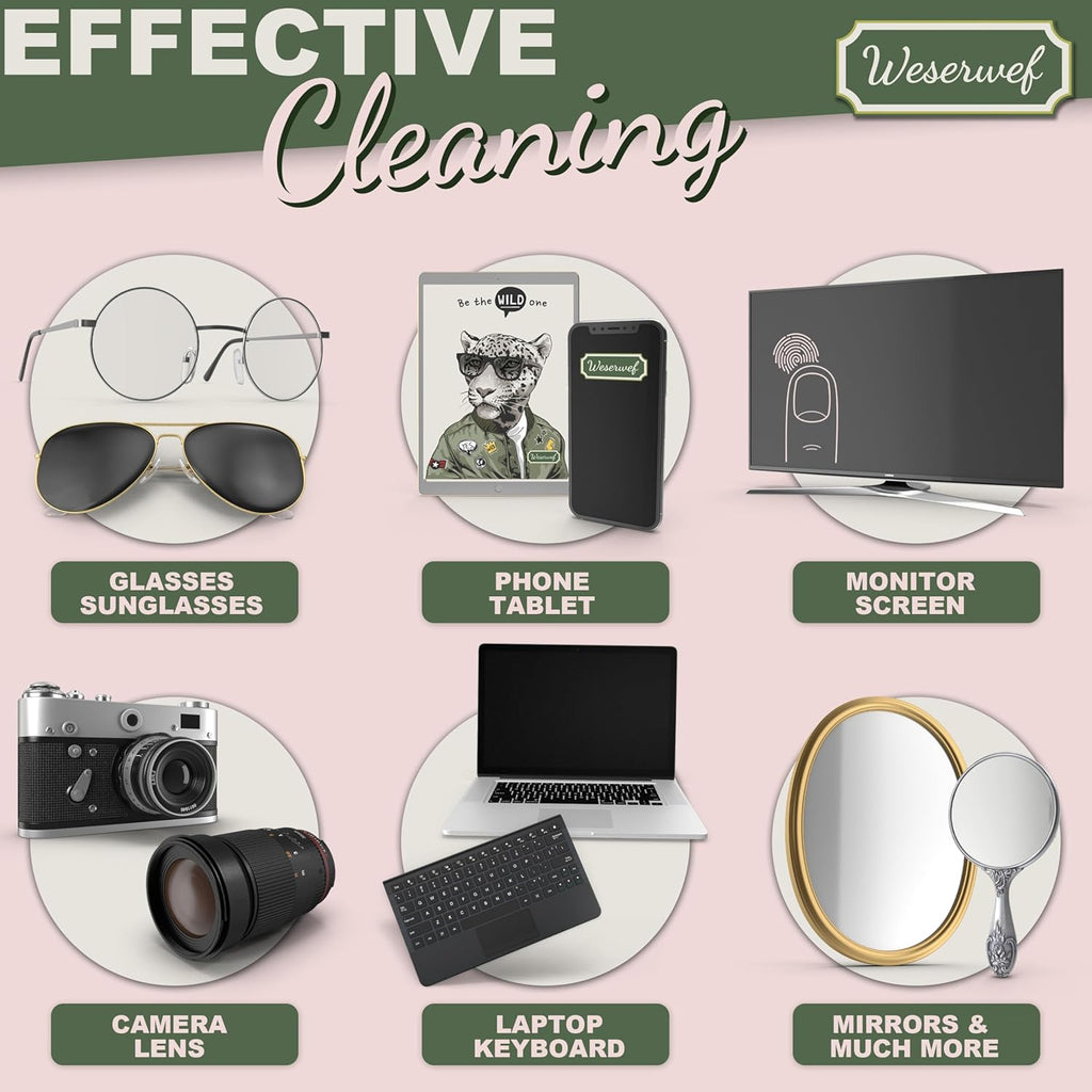 WESERWEF Design Microfiber Glasses Cleaning Cloth – Premium Cleaning Cloth for Eyeglasses, Screens, Tablets, Cameras & Lenses, 12" x 12", Ultra-Soft & Scratch-Free (Wild one)