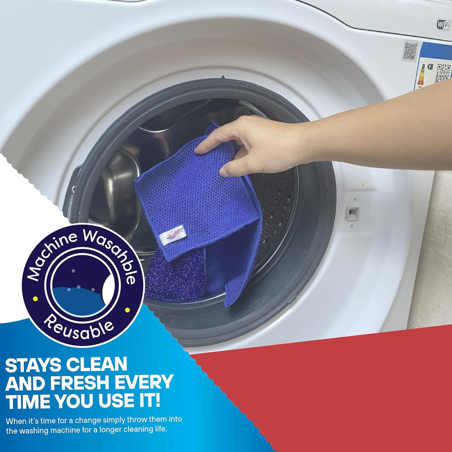 12 Pack Microfiber Scrub Dish Cleaning Cloth, Non-Scratch, Reusable & Durable for Pan Pot Dish Cooktop Stovetop Counter Kitchen Household, Machine Washable, 5.5 x 5.5 Inch, Blue & Green Assorted