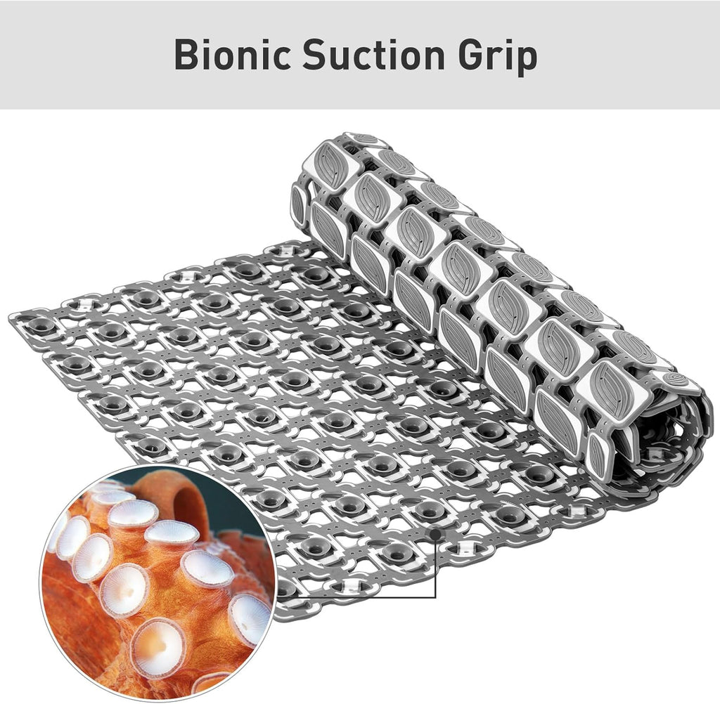 Bath Mat for Tub Non Slip Shower Mat for Elderly - 27 x 16 Inch Soft Durable Bathtub Mat Non Slip Shower Mat for Inside Shower with Suction Cups & Drain Holes, Machine Washable Easy to Cut, Dark Grey