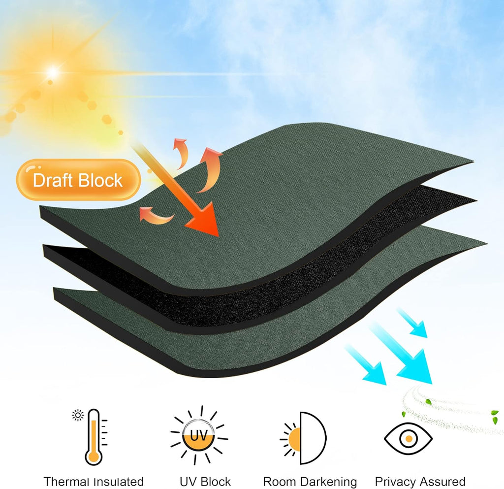 RYB HOME Bathroom Curtains Blackout - Thermal Insulating Privacy Small Window Curtains Short for Bedroom Basement Kitchen Kids Nursery Cabinet, Wide 42 x Long 30 inches, 2 Panels, Dark Green