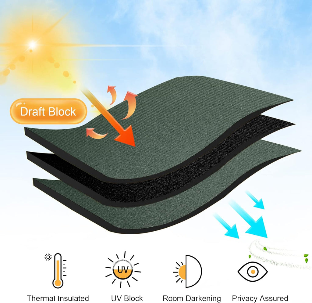 RYB HOME Blackout Curtains 45 inches Long - Thermal Insulated Privacy Solar Drapes for Kids Bedroom Cafe Bathroom, 42 inch Width x 45 inch Length, Dark Green, 2 Panels