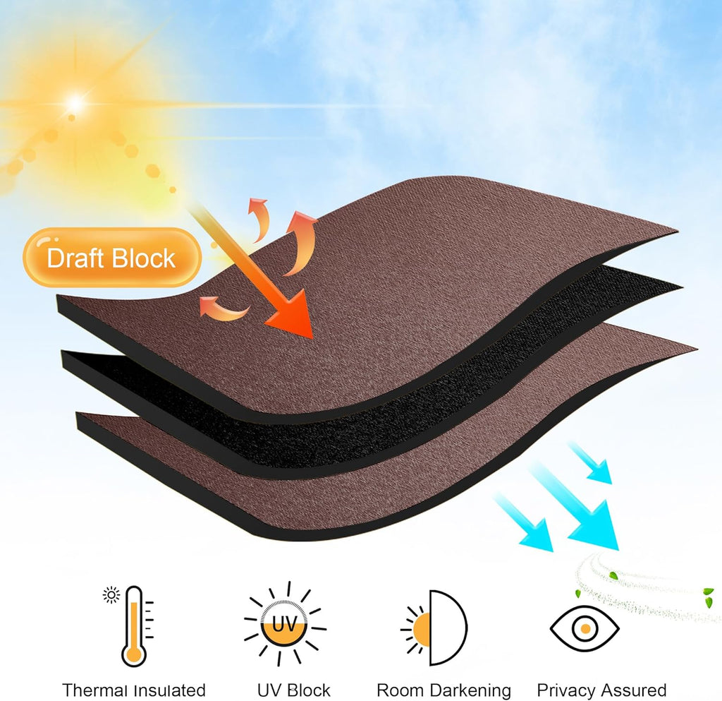 RYB HOME Blackout Curtains for Bedroom, Small Windows Shades Thermal Insulating Privacy Drapes for Living Room Classroom Bathroom Dining, Wide 42 x Long 36 inch, Chocolate Brown, 2 Panels