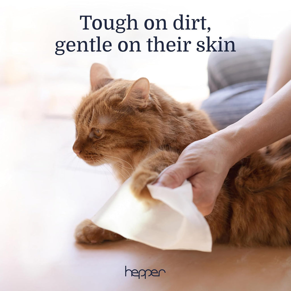 Hepper Wash Wipes - Soft Pet Cleaning Wipes Enriched with Aloe & Cucumber Scent for Waterless Grooming - Ideal for Dogs, Cats & Other Pets - Safe for Puppies & Kittens