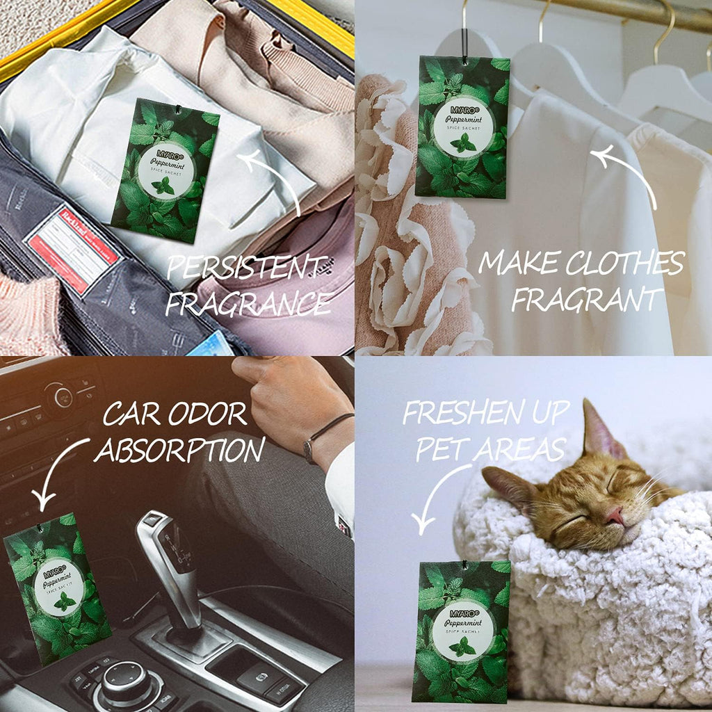 MYARO 12 Packs Peppermint Potpourri Bags Sachets for Drawer and Closet, Long-Lasting Drawer fresheners Closet sachets Home Fragrance