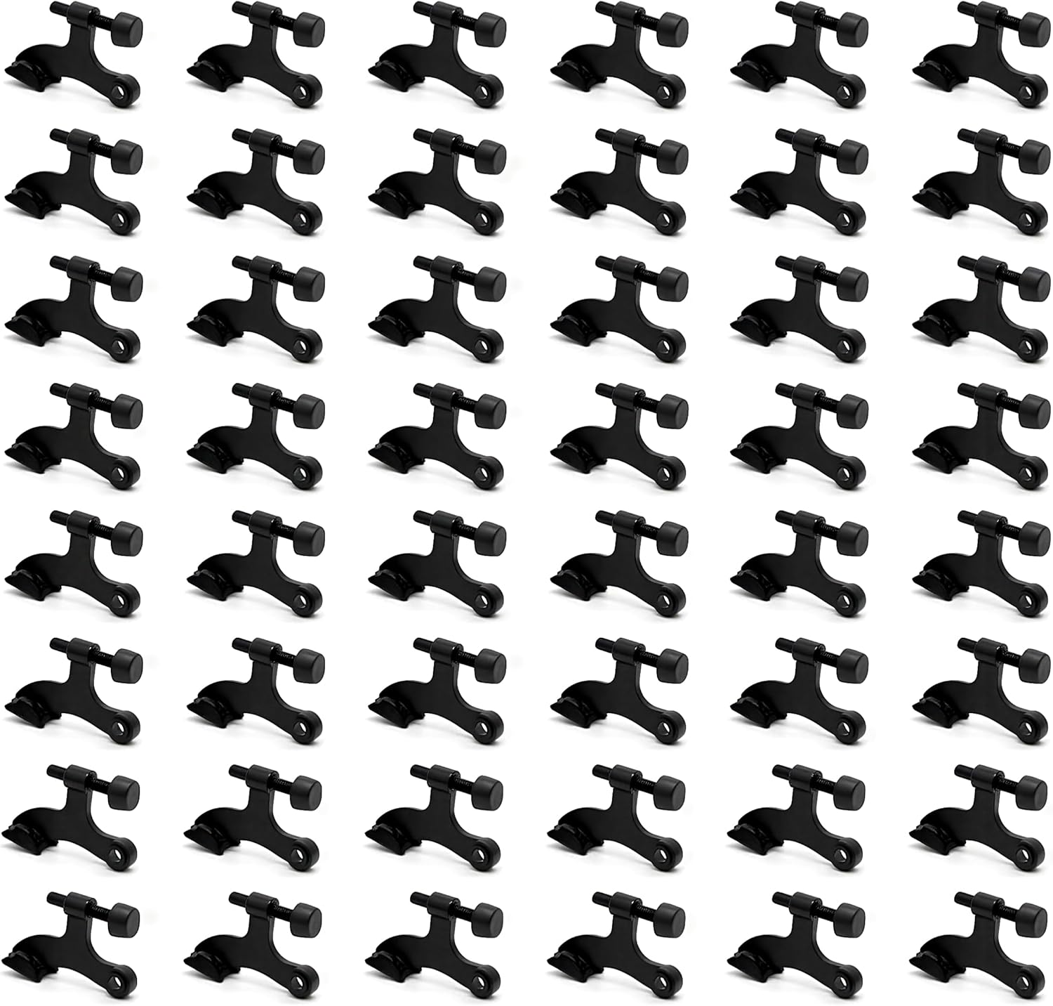 48Pack Hinge Pin Black Door Stopper, Adjustable Heavy Duty Hinge Pin Door Stop with Black Rubber Bumper Tips