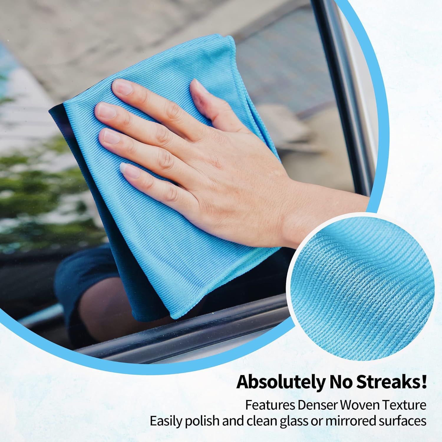 HOMERHYME Microfiber Glass Cleaning Cloth - 10 Pack Polishing Cloths, 16" x 14" Window Cleaning Towel, Streak Free, Lint Free, Great for All Delicate Surface, Glasses, Stainless Steel, Windshield.