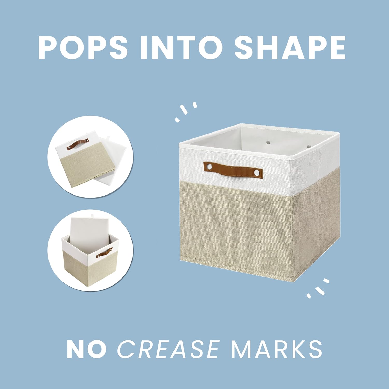 OrganiHaus 12x12 Fabric Storage Bins - Set of 4, Cube Fabric Organizer Bins with Vegan Handles, Kallax Storage Cubes, Cubbies Organizer Boxes, 12Inch Cubic Baskets for Shelves - Grey/Black