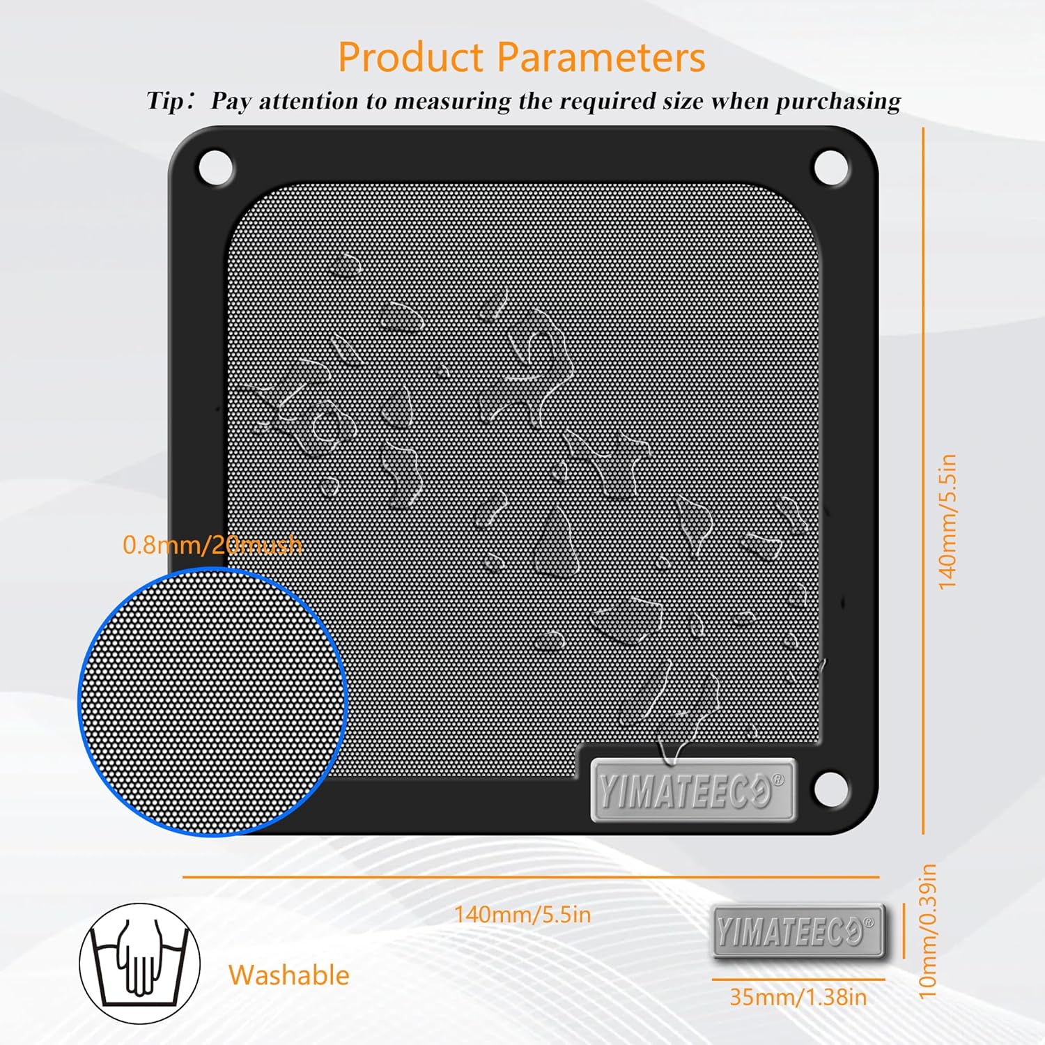 140mm PC Dust Filter for Computer Cooler Fan/PSU/Routers PVC 50 Mesh, Magnetic Dust Mesh Computer Fan Filter Grills with Screws Dustproof Case Cover (PVC V4.0, 140 * 140mm, 5pcs, Black)