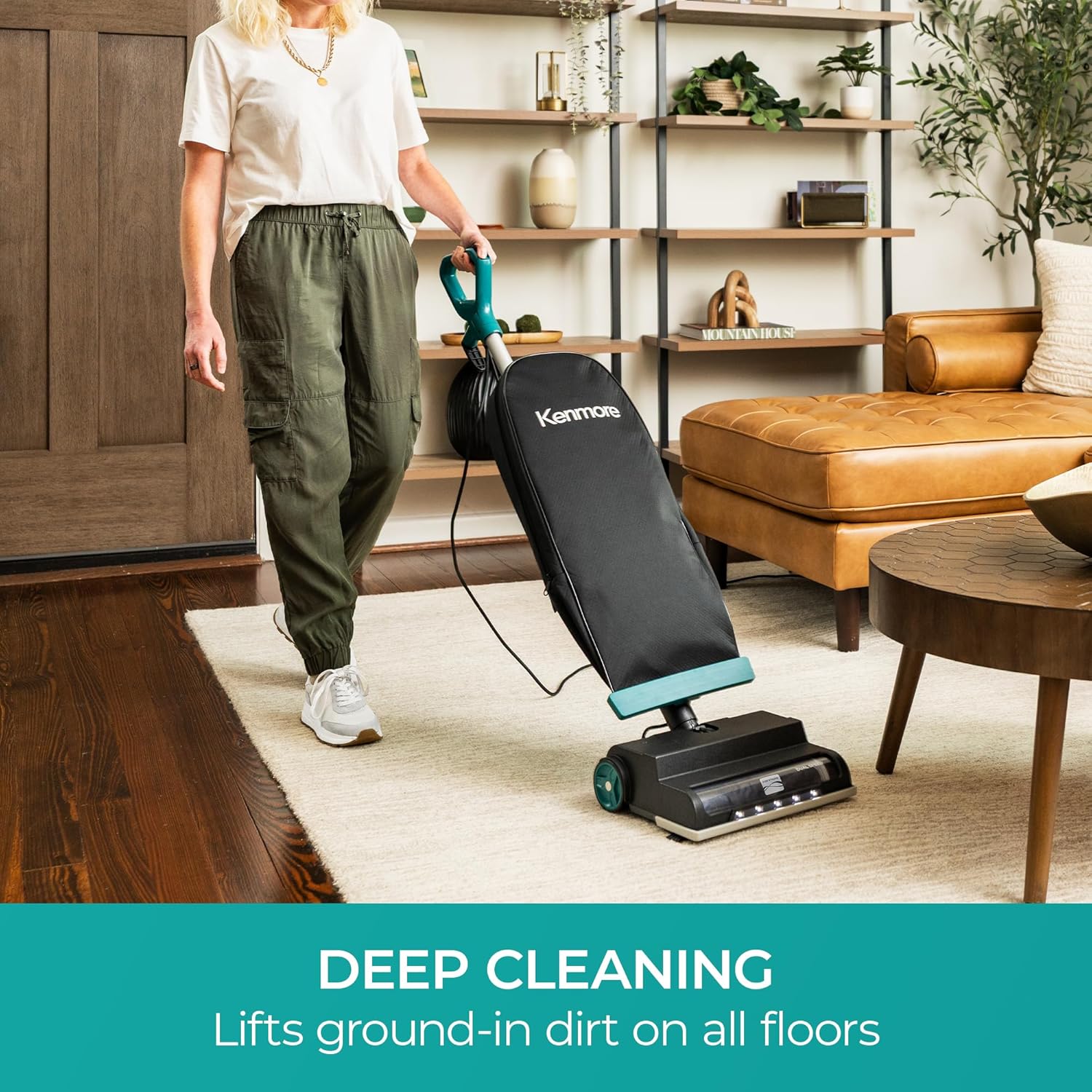 Kenmore BU1001 B200 Series Commercial Vacuum Cleaner Lightweight 14L Capacity Bagged Upright Vac with LED Headlight and 2-Speed Setting Powerful Suction for Pets, Carpets & Hard Floor