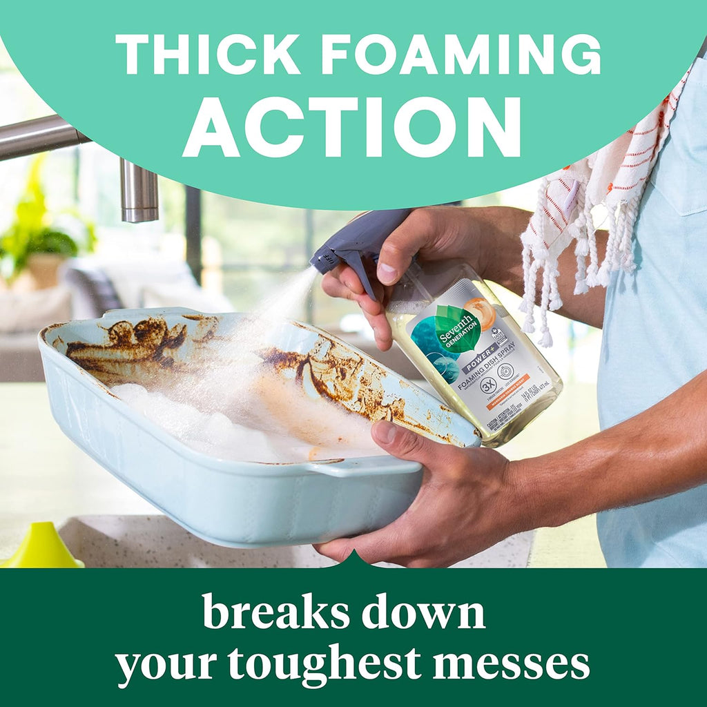 Seventh Generation Foaming Dish Spray, Honey Crisp Apple 16 Fl Oz (Pack of 3), Refill Pack of 3 with 1 Sprayhead