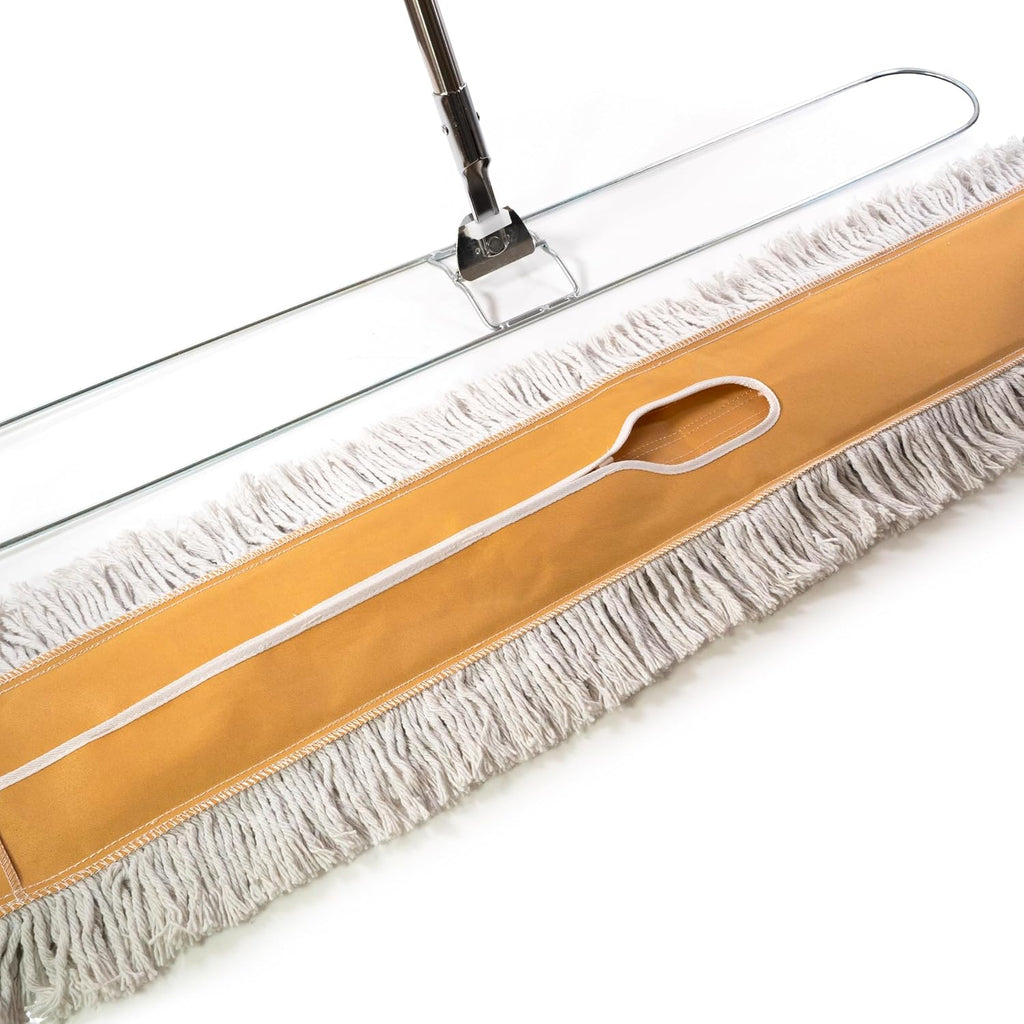 Commercial Dust Mop – 48” Floor Sweeper for Tiles, Hardwood, and Laminate Floors, with Aluminum Broom Handle, Reusable Duster Head - Complete with Cleaning Cloth