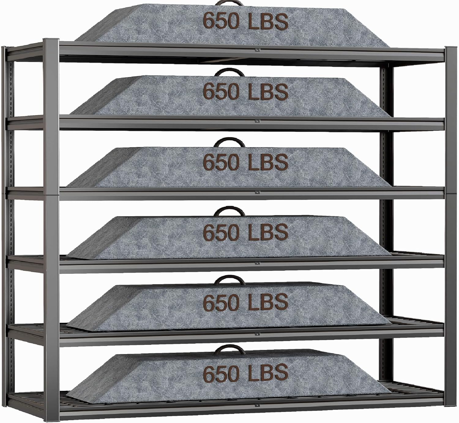 60" Wide Heavy Duty Garage Shelving Adjustable 6 Tier Garage Storage Shelves 3900LBS Metal Shelving Unit Industrial Utility Shelf, 84" H x 60" W x 24" D