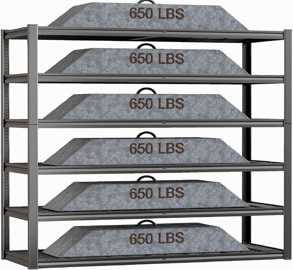 60" Wide Heavy Duty Garage Shelving Adjustable 6 Tier Garage Storage Shelves 3900LBS Metal Shelving Unit Industrial Utility Shelf, 84" H x 60" W x 24" D, 2 Pack