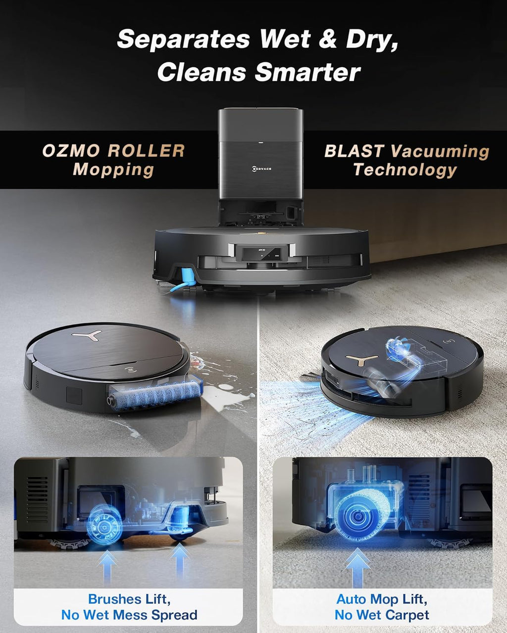 ECOVACS DEEBOT X9 PRO Omni Robot Vacuum and Mop,16,600Pa Blast Suction, OZMO Roller Instant Self-Washing Mopping, ZeroTangle 3.0, Triple Lift System, AI Smart Navigation, Hands-Free Omni Station