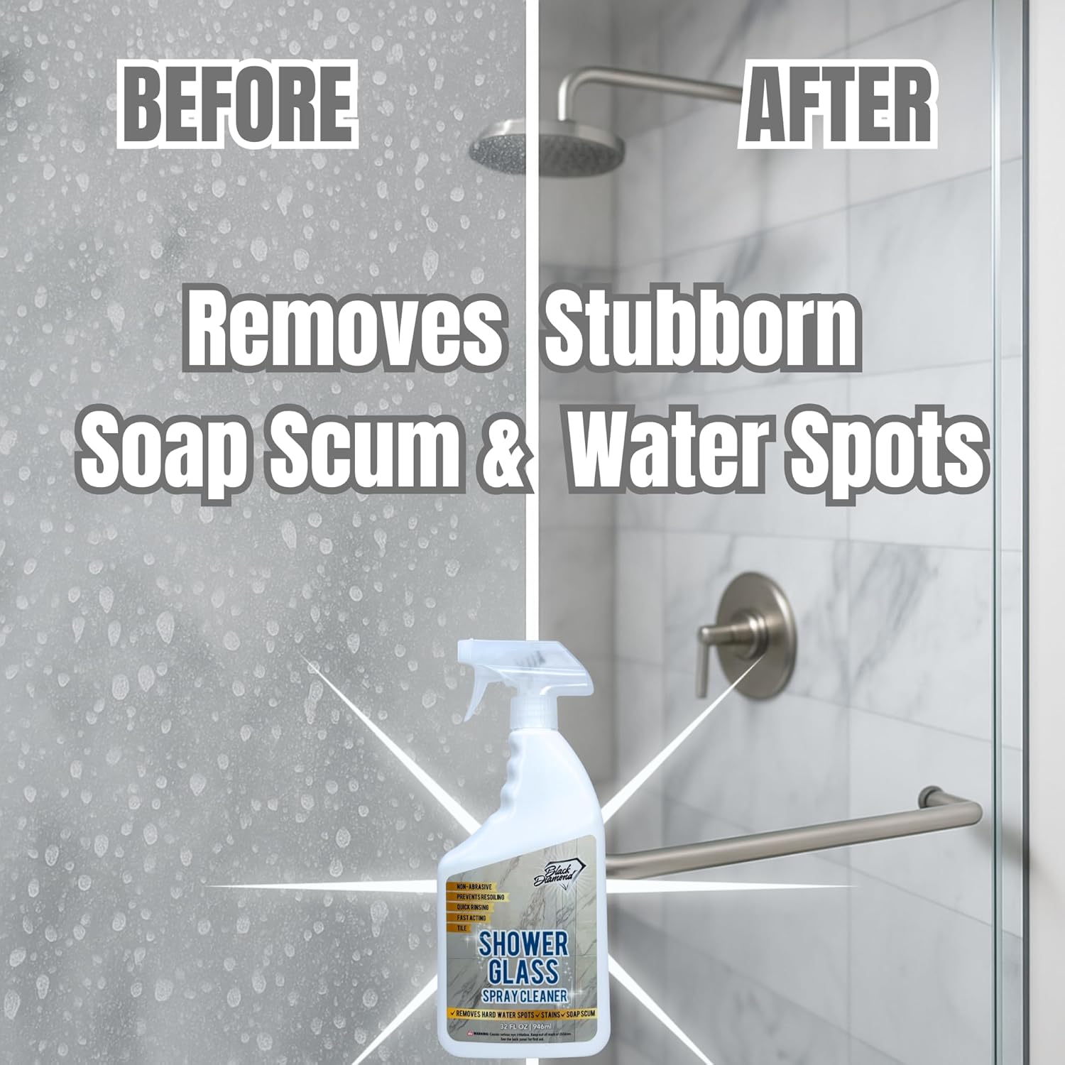 Black Diamond Stoneworks Shower Glass Cleaner Spray & Natural Stone Shower Sealer – 2 Pack Bathroom Bundle for Crystal-Clear Glass and Long-Lasting Stone Protection