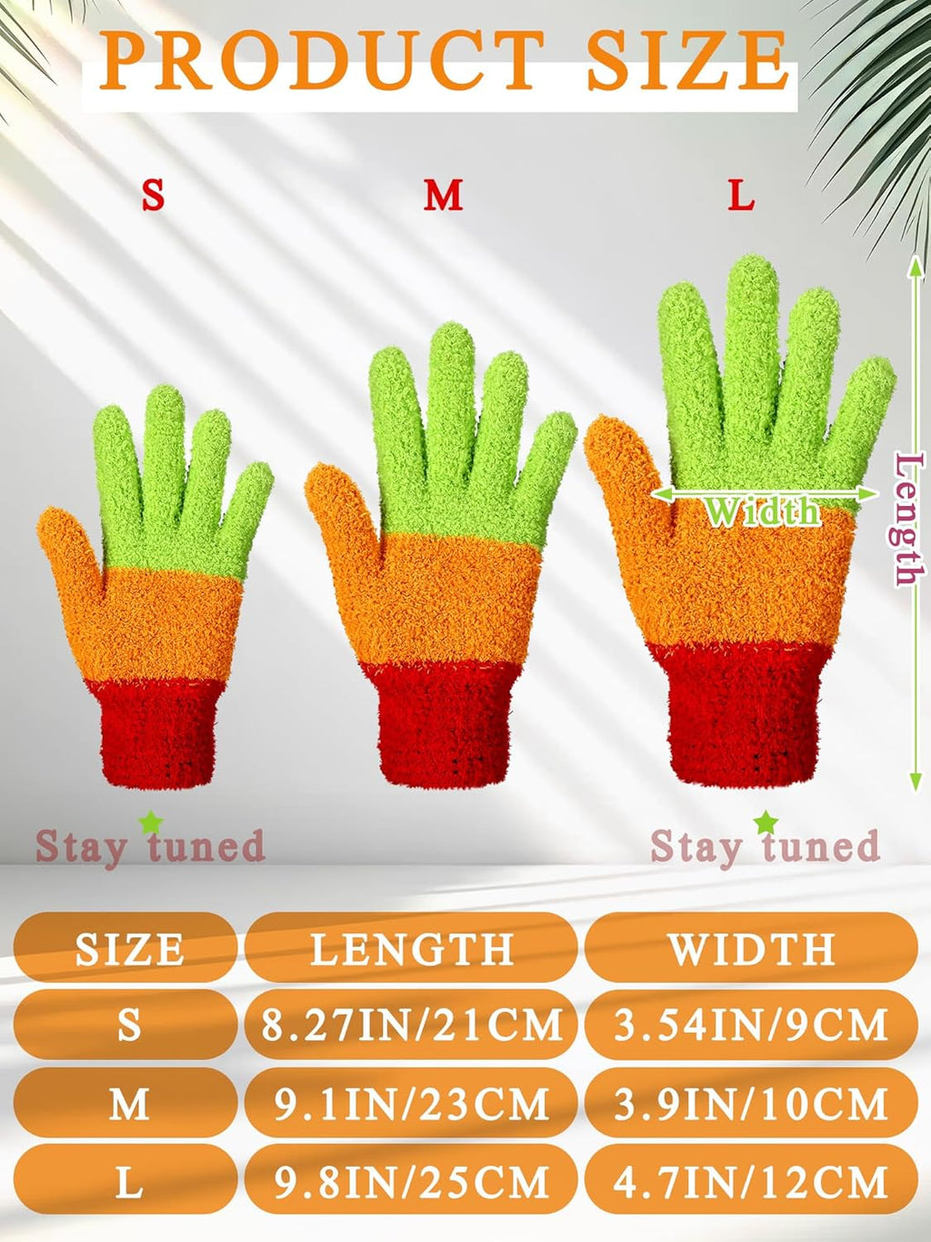 Patelai 3 Pairs Microfiber Plant Dusting Gloves Leaf Cleaning Gloves for Indoor Plants, Blinds, Furniture, House(Medium,Colorful)