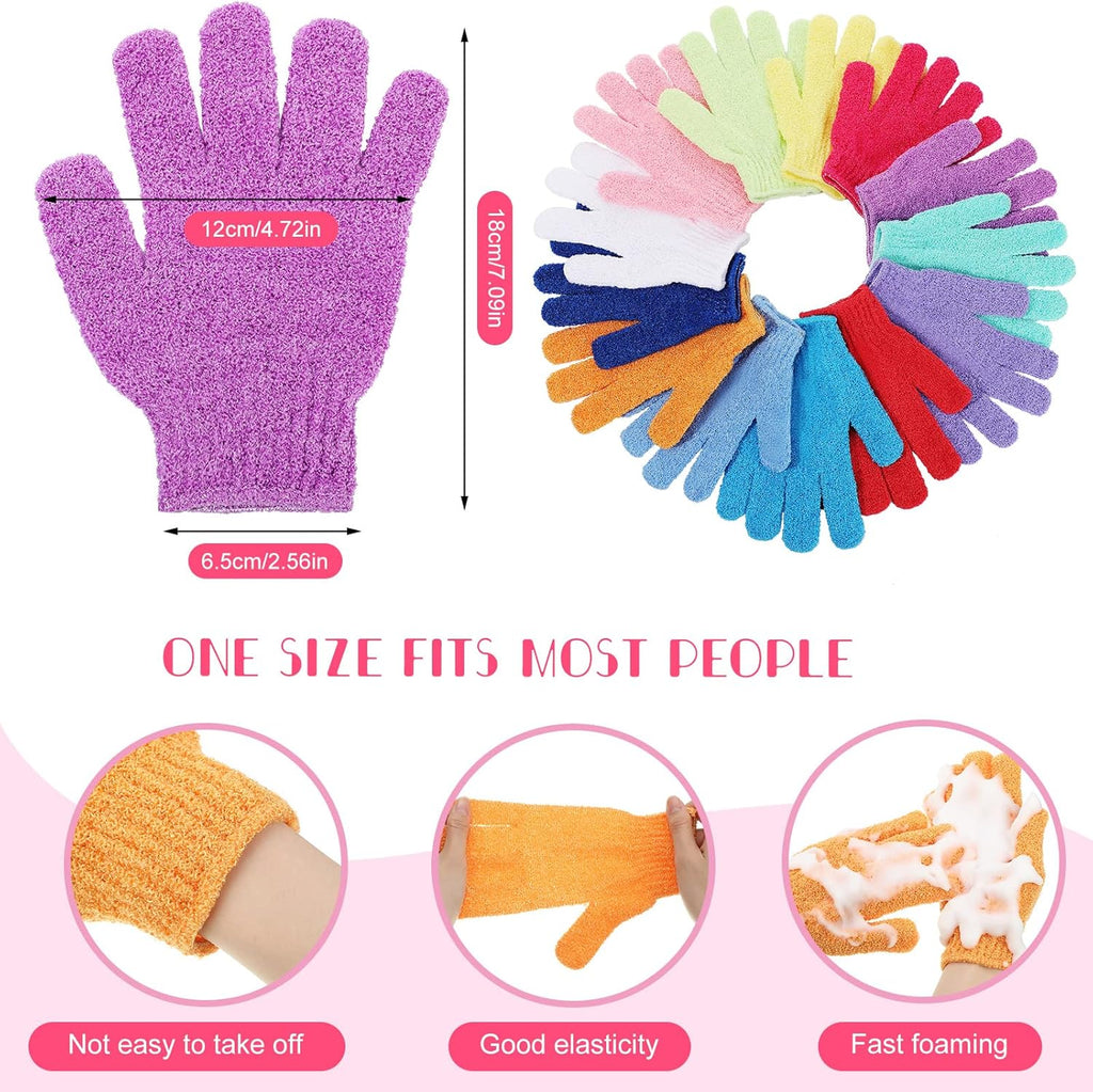 150 Pcs Exfoliating Gloves Bulk for Body Double Sided Exfoliating Shower Gloves for Women Nylon Colorful Bath Gloves Exfoliating Body Scrubber Mitt for Beauty Spa Massage Shower Body Scrubber