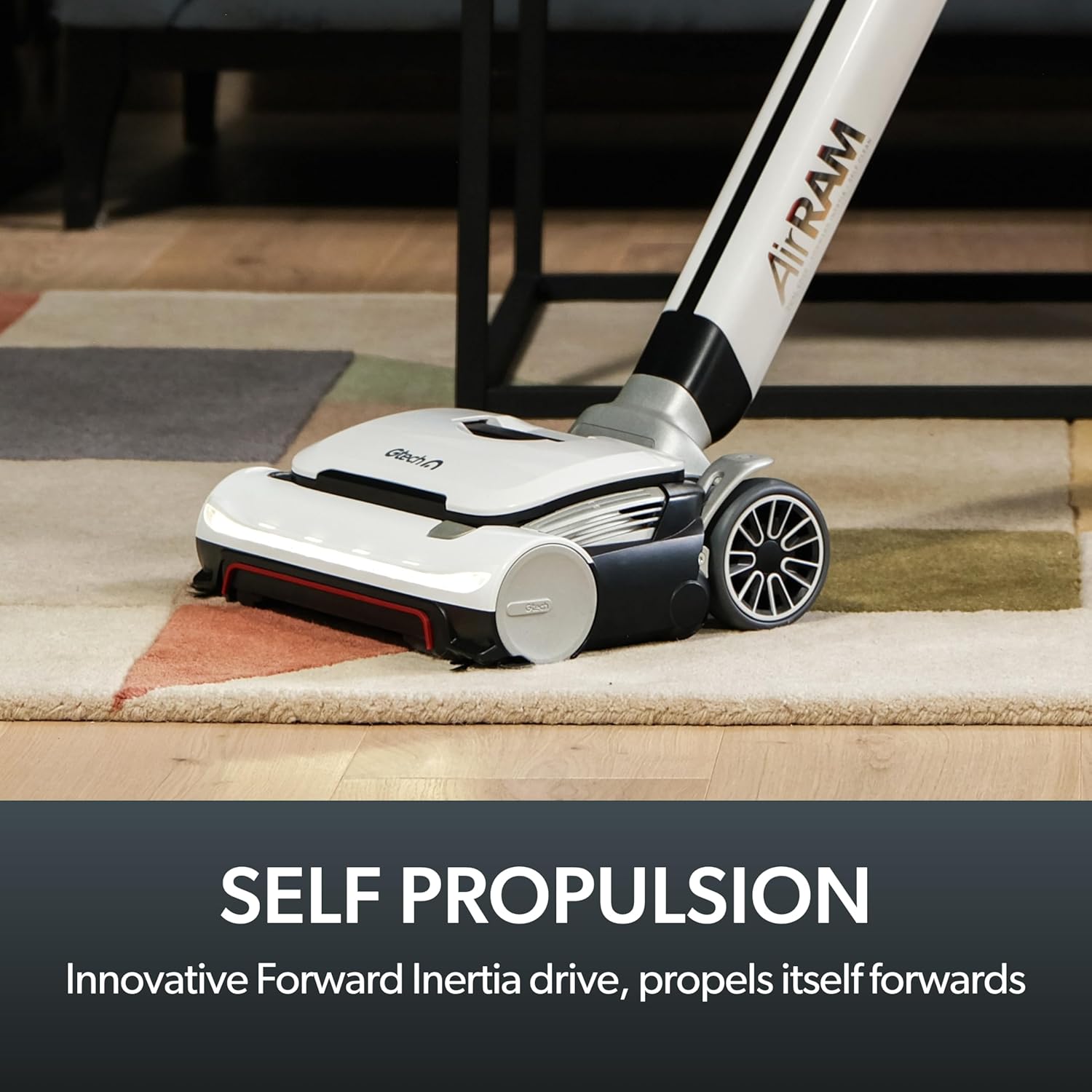 Gtech AirRAM 3 Cordless Vacuum Cleaner with Anti-Hair Wrap Bar - Dual Edge-Clean Brushes - Perfect for Carpet and Hardwood Floors - Rechargeable 22v Li-ion Battery - Lightweight - New Model/Red Thread