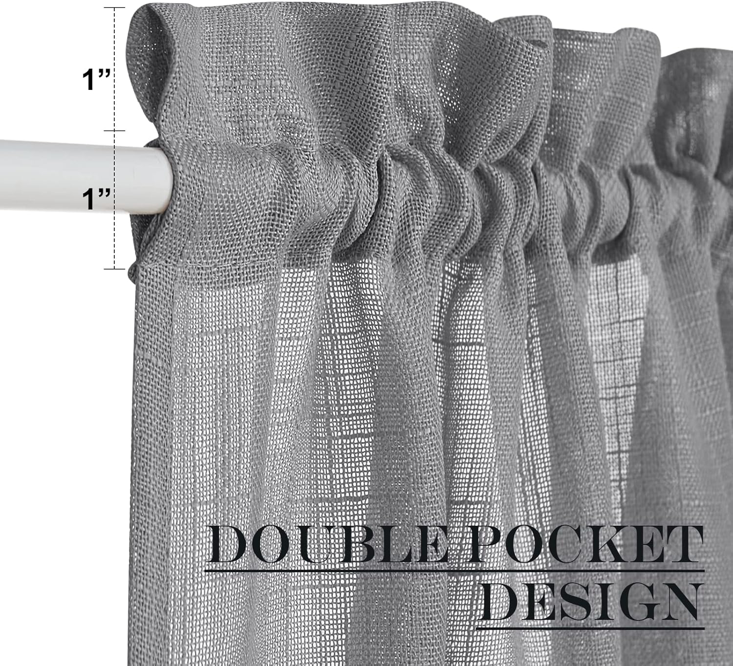 NICETOWN Sheer Door Curtains for Front Back Patio Glass Door, Farmhouse Light Filtering Window Treatment Window Covering with Asjustable Tiebacks, 26" Wide x 72" Length, Dark Grey, 1 Panel