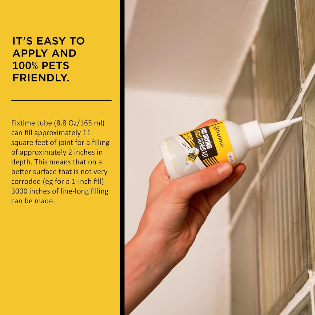 Grout Repair Kit - White Grout Filler Tube - Grout Crack Repair, Premixed Grout Filler Repair, Fast Drying Grout Sealer for Floor Tile - Spatula Included (White, 8oz)