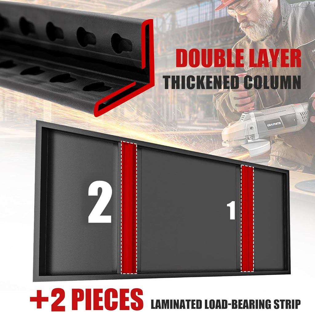 Raybee Storage Shelves 2000LBS Garage Shelving Heavy Duty, 5-Tier Adjustable Garage Shelves, Metal Shelving for Garage, Basement, Warehouse, Pantry, 72" H x 31.5" W x 16.5" D, Black