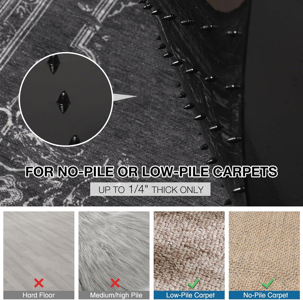 Chair Mat for Carpet, 46" x 60" Desk Chair Mat for Carpeted Floors, Non-Slip Office Vinyl Mat for Carpet with Studded, Easy Glide Heavy Duty Floor Protector Mat for Home Office, Black