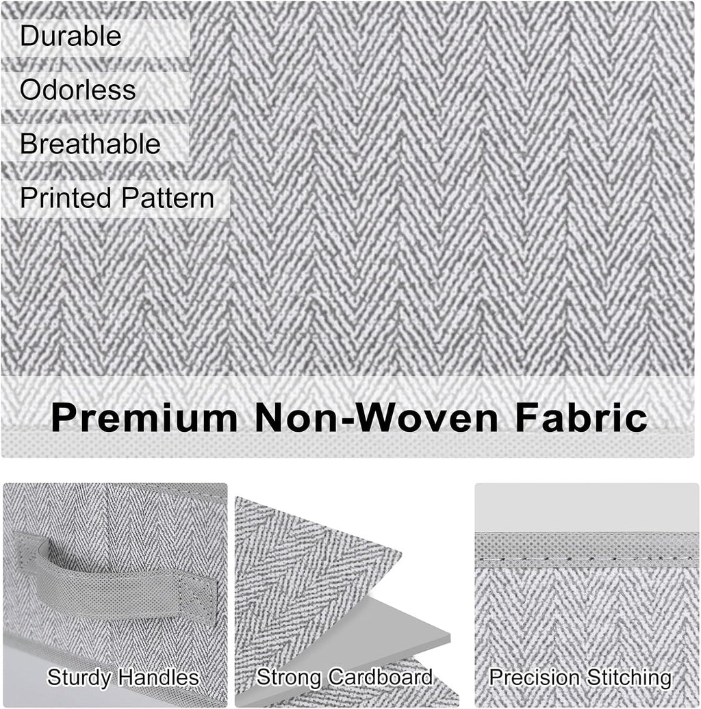 WUIKE Closet Organizers and Storage, Trapezoid Storage Bins, Fabric Closet Bins with Handles, Foldable Storage Baskets for Clothes, Purse, Blanket, Herringbone Gray, Extra Large, 3-Pack