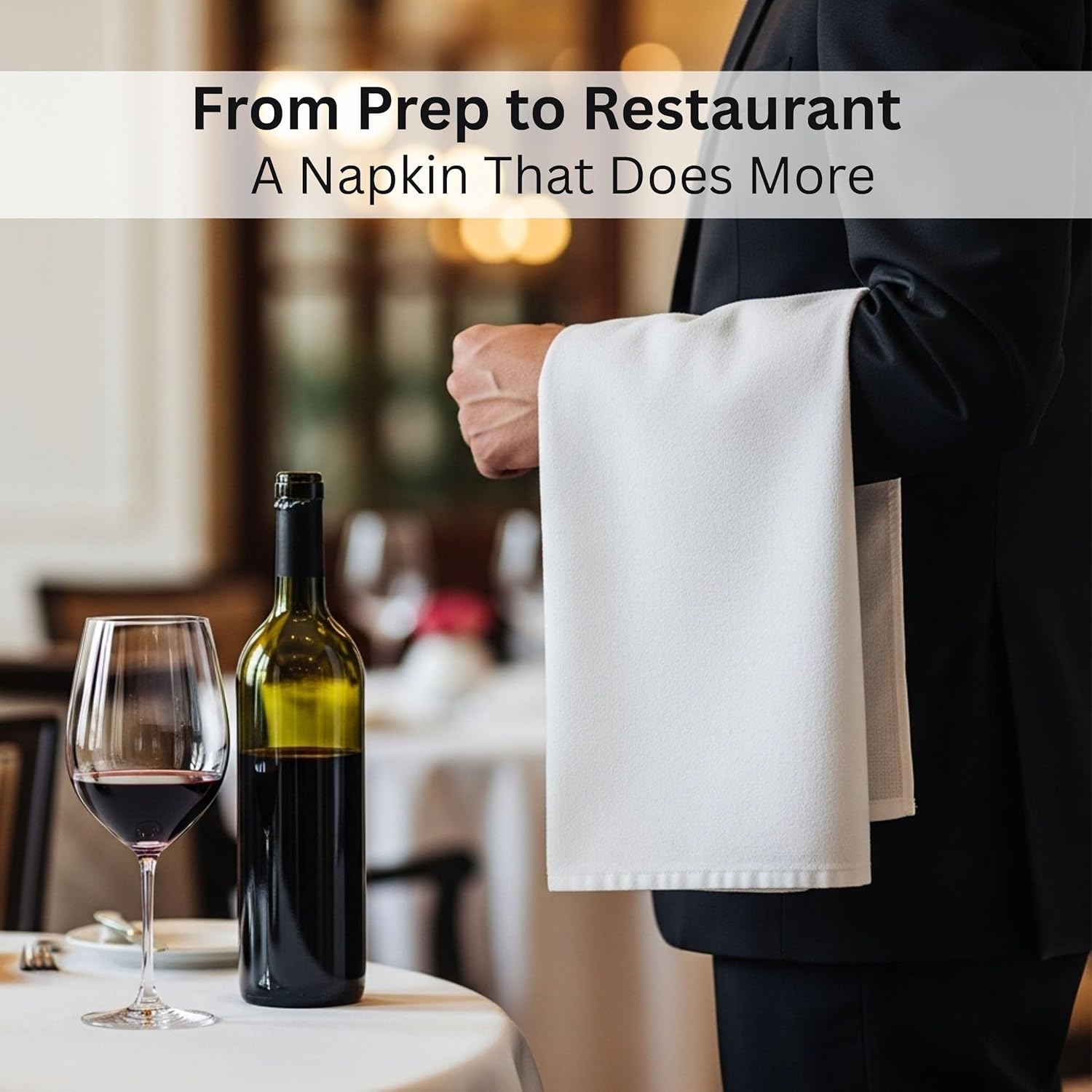 WHITEWRAP Flour Sack Towels 100% Cotton Dish Towel Reusable Baking Cloth for Bread Dough, Baguettes, Ciabatta, Machine Washable, Kitchen Towels for Cleaning – Set of 12 (18"x18") - White