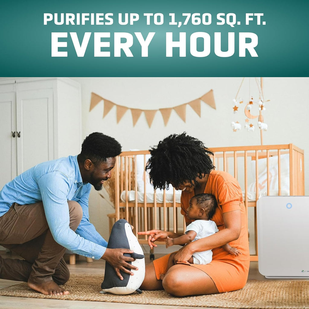 GermGuardian HEPA Air Purifier for Home, Large Rooms up to 1760 Sq. Ft. with HEPA Air Filter & UV-C Light, Zero Ozone Verified, AC5900WCA, White