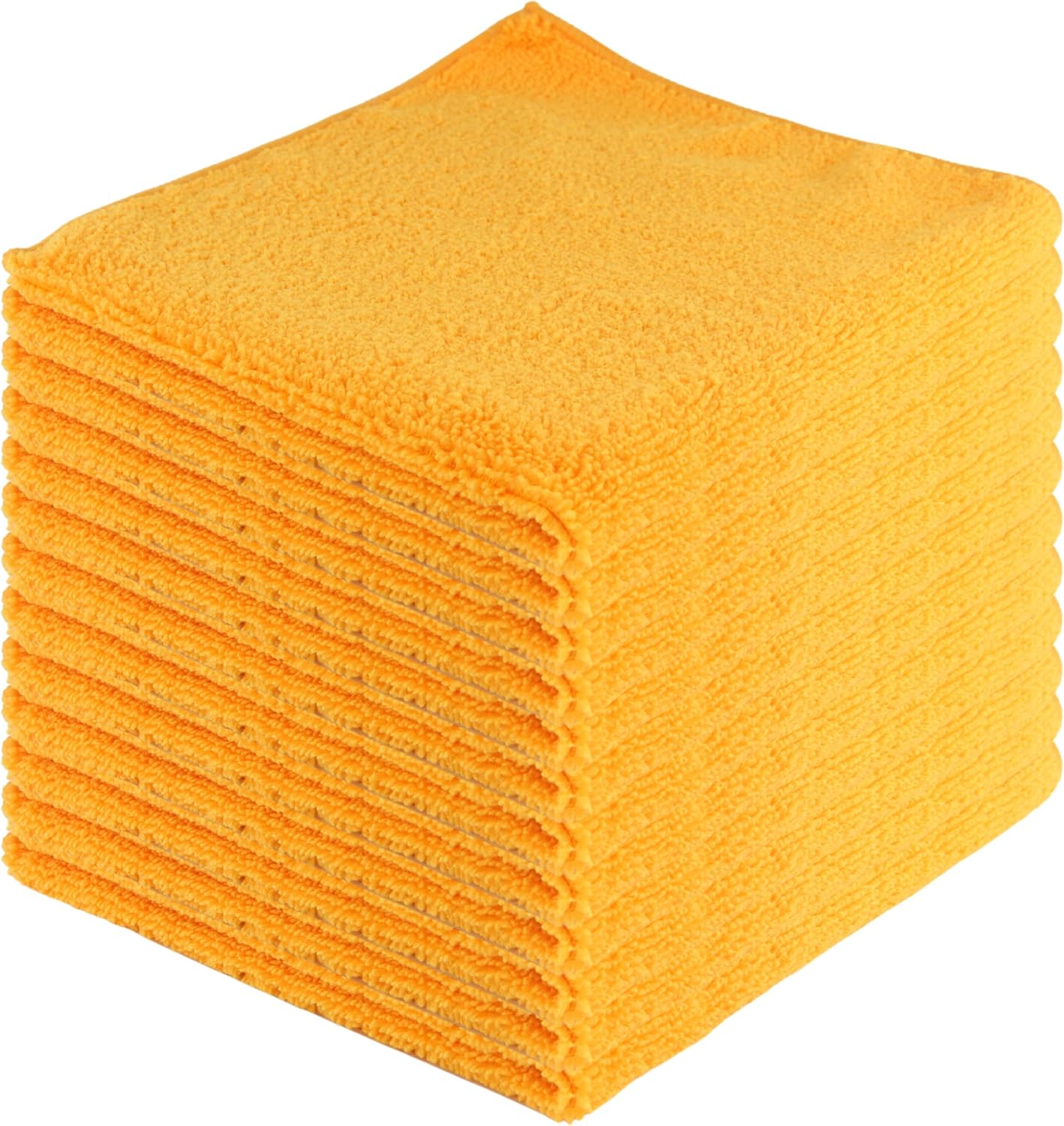 Microfiber Cleaning Cloths,12 Pack, 16"x16", All-Purpose, Softer, Highly Absorbent, Lint-Free, Reusable, Washable Pro Towels, Orange, for House, Kitchen, Bathroom, Car, Office