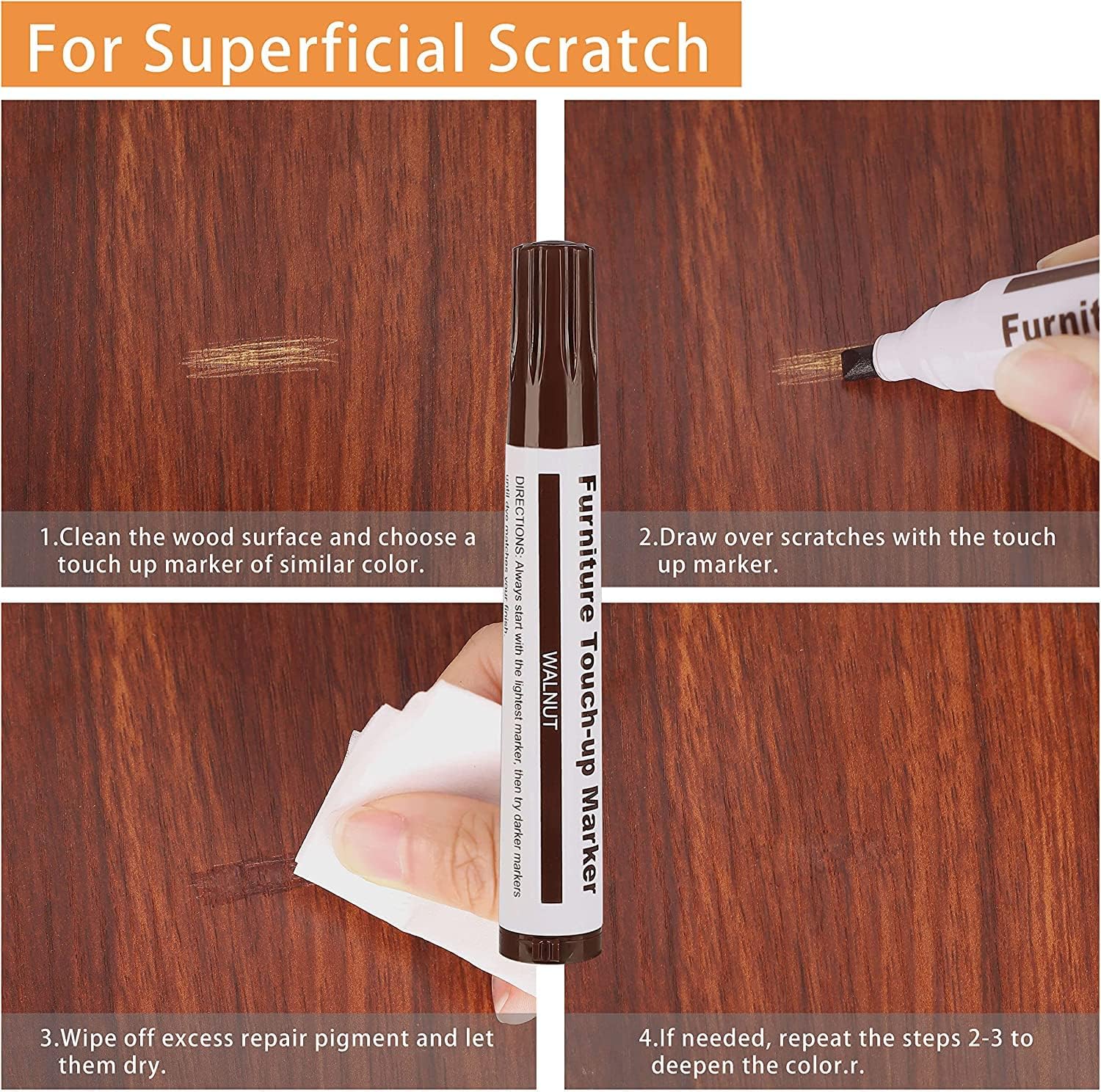 Lifreer Revolutionary Furniture Touch Up Markers, 12 Colors Wood Scratch Repair Markers Kit - Perfect for Stains, Scratches, Wood Floors, Tables, and Bedposts - Easy to Use and Long-Lasting Results!