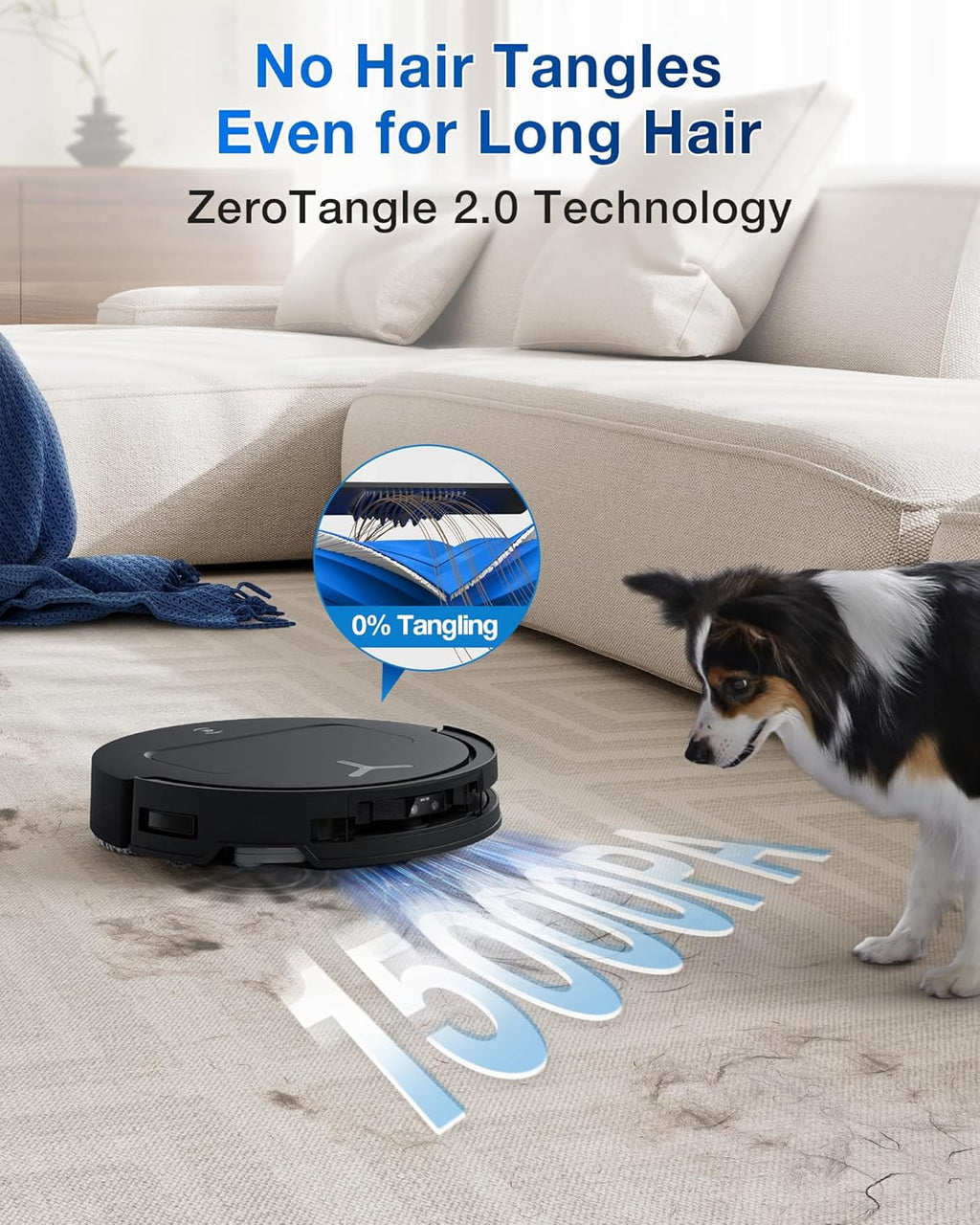 ECOVACS DEEBOT T50 PRO Omni Robot Vacuum and Mop, 3.19” Ultra-Slim, 15,000Pa Suction, ZeroTangle 2.0, TruEdge 2.0, AIVI 3D Obstacle Avoidance, Auto Mop Wash & Dry, Self-Emptying, Ideal for Pet Hair