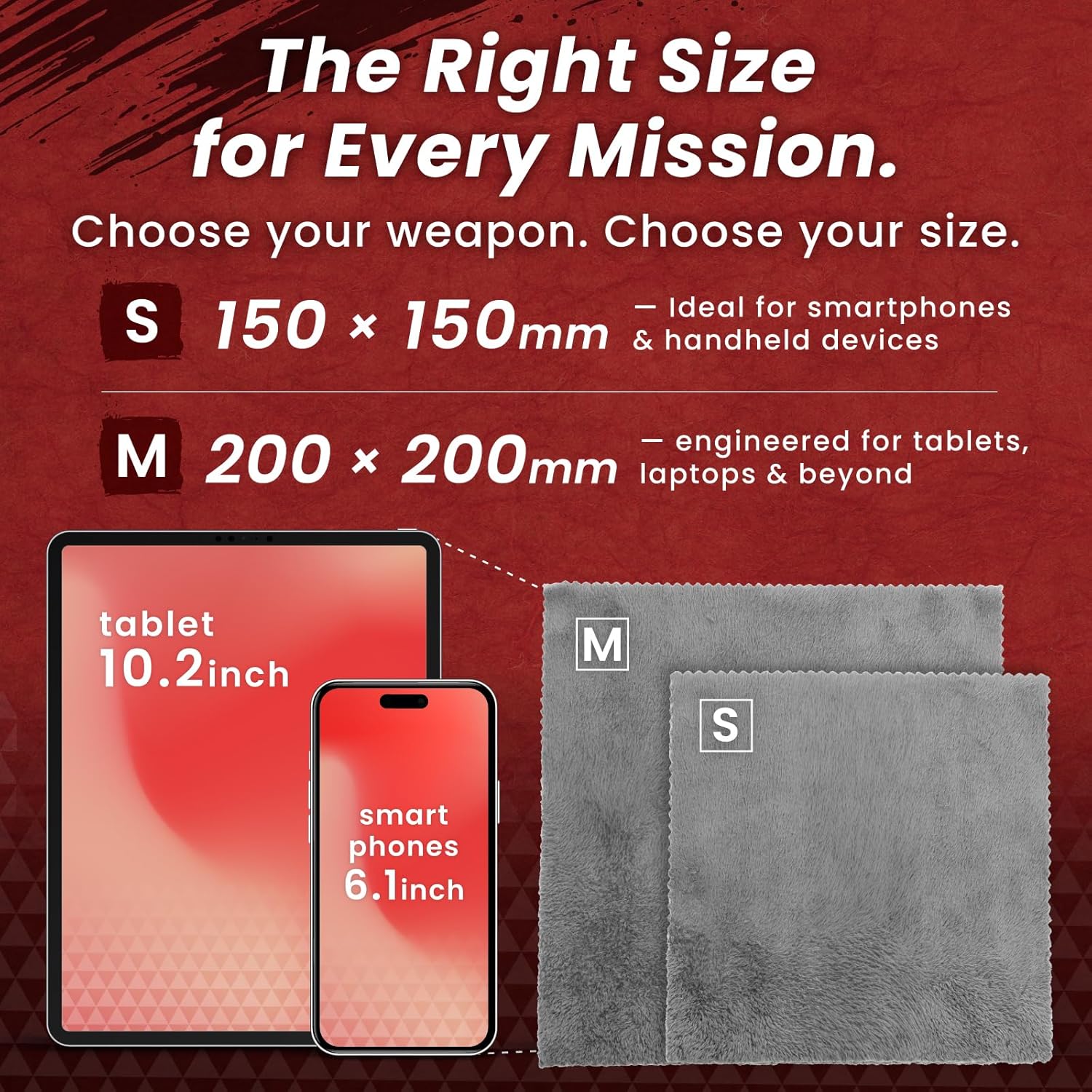 BELLEMOND「Samurai Cloth」Japanese Microfiber Cleaning Cloth | Washable, Reusable, Lint Free Cloth for Phones, Laptops, Lenses, Screens & Electronics | Made in Japan | Medium