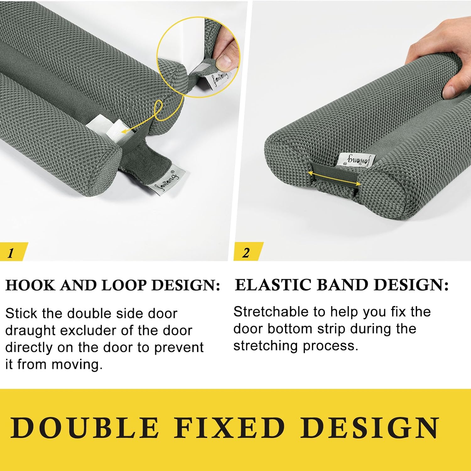 fowong Door Draft Stopper 30" Adjustable Under Door Draft Stopper, Soundproofing Nosie Blocker Seal Large Gap, Grey