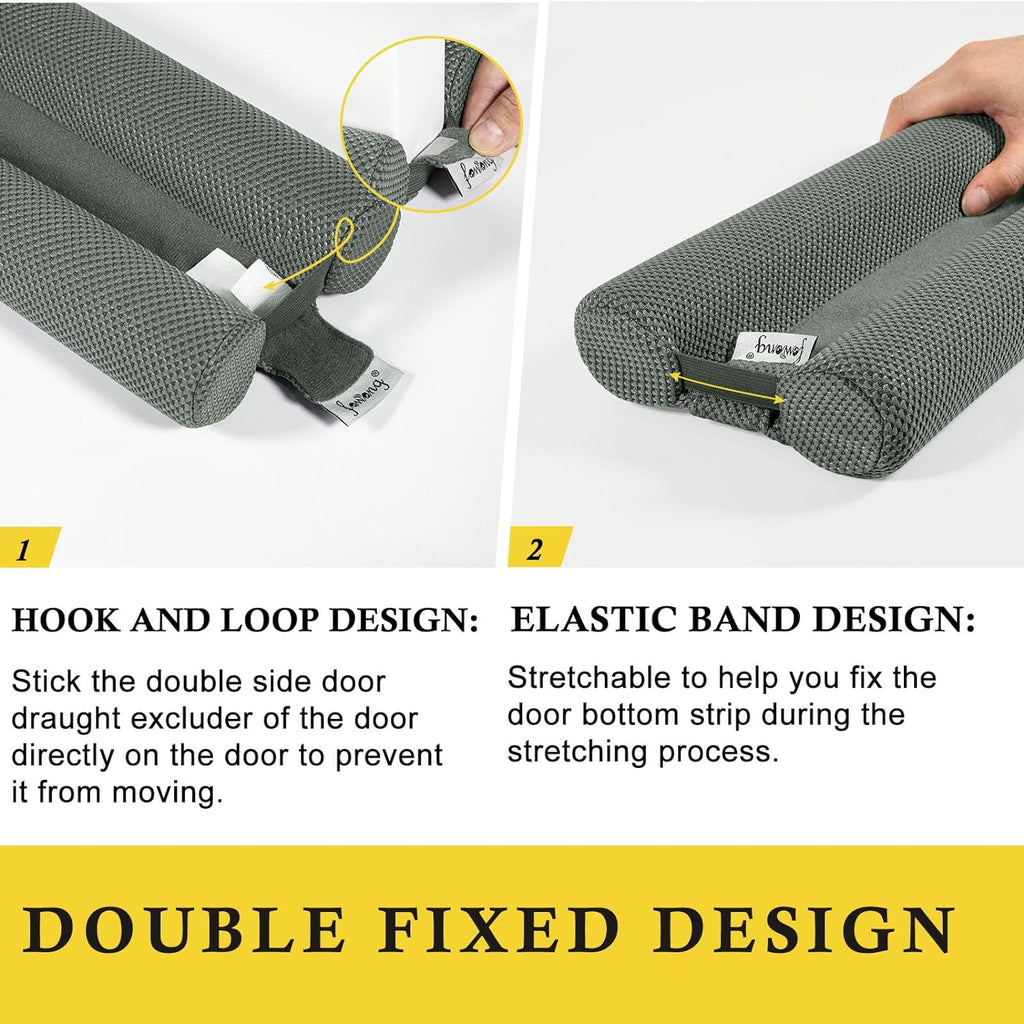 fowong Under Door Draft Stopper 32 Inch Adjustable Draft Stopper for Bottom of Door, Soundproof Window Breeze Blocker, Grey