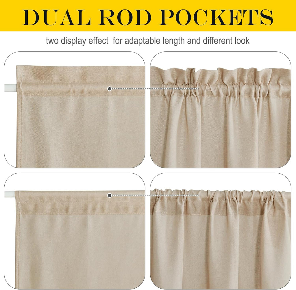 NICETOWN Linen Door Curtains 50 inch Length 1 Panel Farmhouse Kitchen Curtain Light Filtering Sidelight Covering, Door Blinds Tie Up Shade for Classroom Window, 1 Panel, 26 inch Wide, Anogra